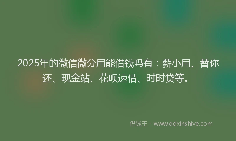 2025年的微信微分用能借钱吗有：薪小用、替你还、现金站、花呗速借、时时贷等。