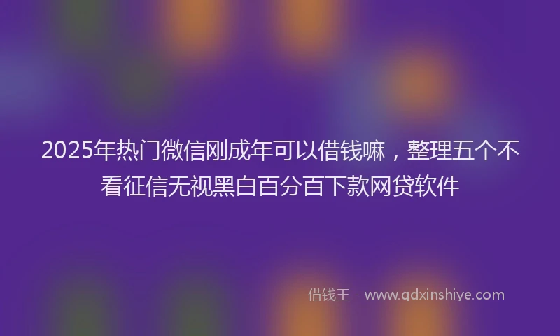 2025年热门微信刚成年可以借钱嘛，整理五个不看征信无视黑白百分百下款网贷软件