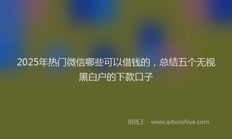 2025年热门微信哪些可以借钱的，总结五个无视黑白户的下款口子