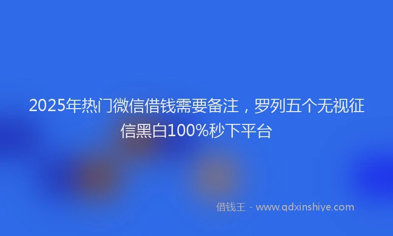 2025年热门微信借钱需要备注，罗列五个无视征信黑白100%秒下平台