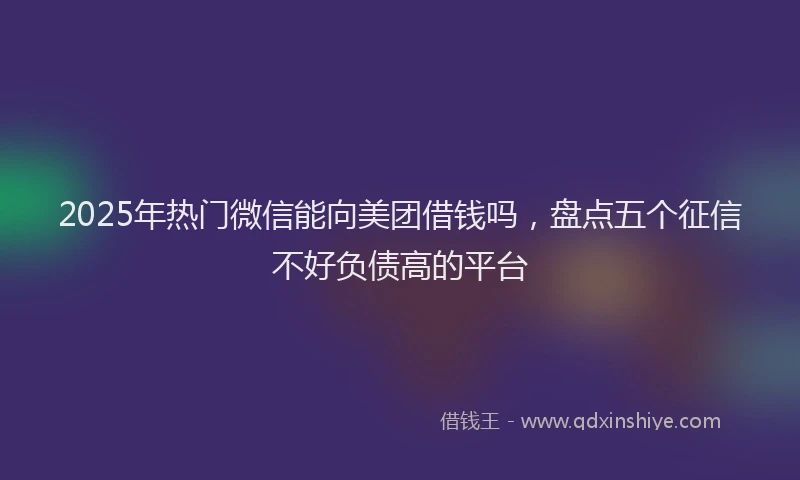 2025年热门微信能向美团借钱吗，盘点五个征信不好负债高的平台
