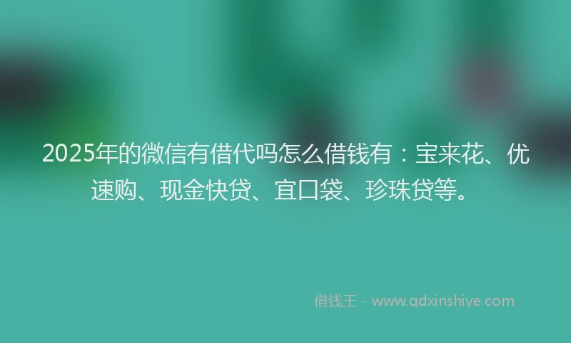 2025年的微信有借代吗怎么借钱有：宝来花、优速购、现金快贷、宜口袋、珍珠贷等。