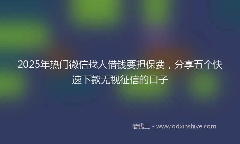 2025年热门微信找人借钱要担保费，分享五个快速下款无视征信的口子
