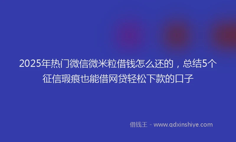 2025年热门微信微米粒借钱怎么还的，总结5个征信瑕疵也能借网贷轻松下款的口子