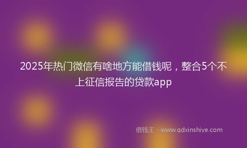 2025年热门微信有啥地方能借钱呢，整合5个不上征信报告的贷款app