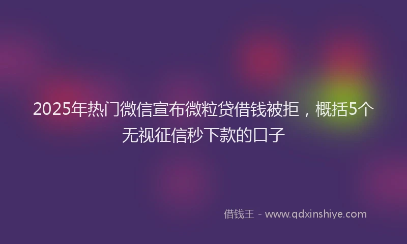 2025年热门微信宣布微粒贷借钱被拒，概括5个无视征信秒下款的口子