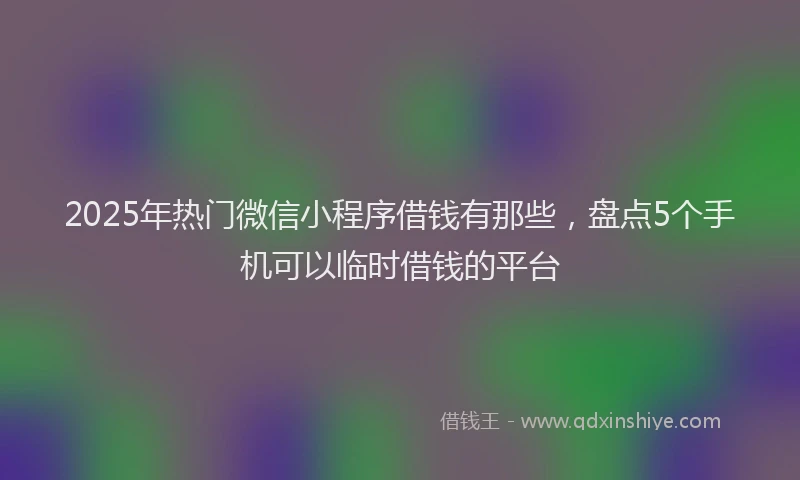 2025年热门微信小程序借钱有那些，盘点5个手机可以临时借钱的平台