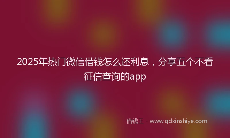 2025年热门微信借钱怎么还利息，分享五个不看征信查询的app