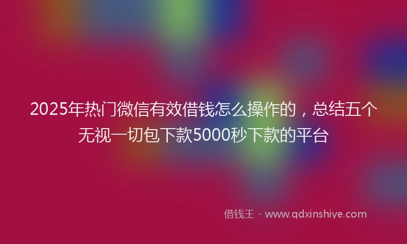 2025年热门微信有效借钱怎么操作的，总结五个无视一切包下款5000秒下款的平台