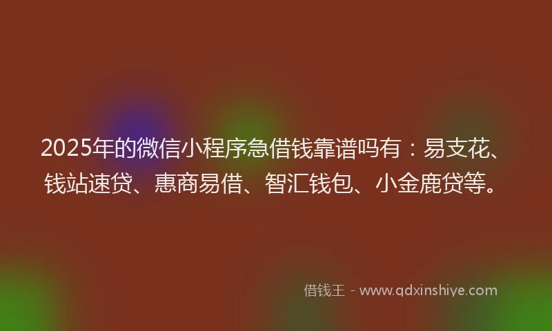 2025年的微信小程序急借钱靠谱吗有：易支花、钱站速贷、惠商易借、智汇钱包、小金鹿贷等。