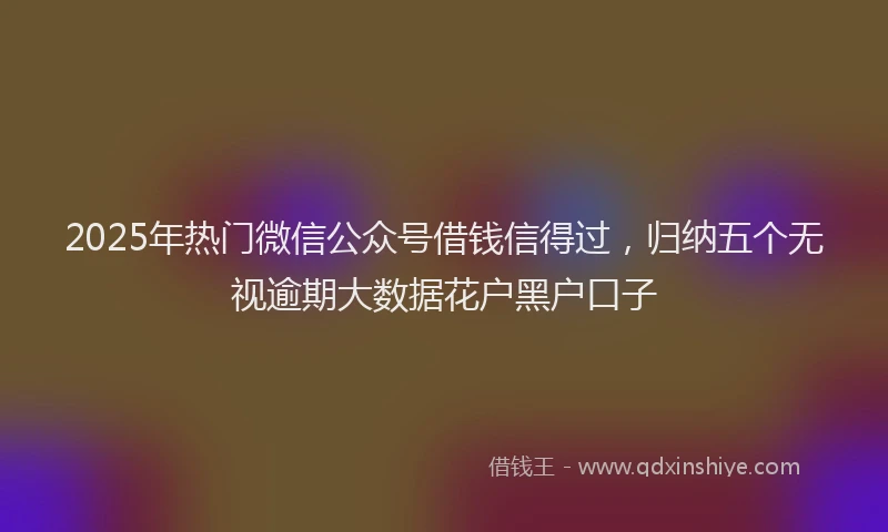 2025年热门微信公众号借钱信得过，归纳五个无视逾期大数据花户黑户口子