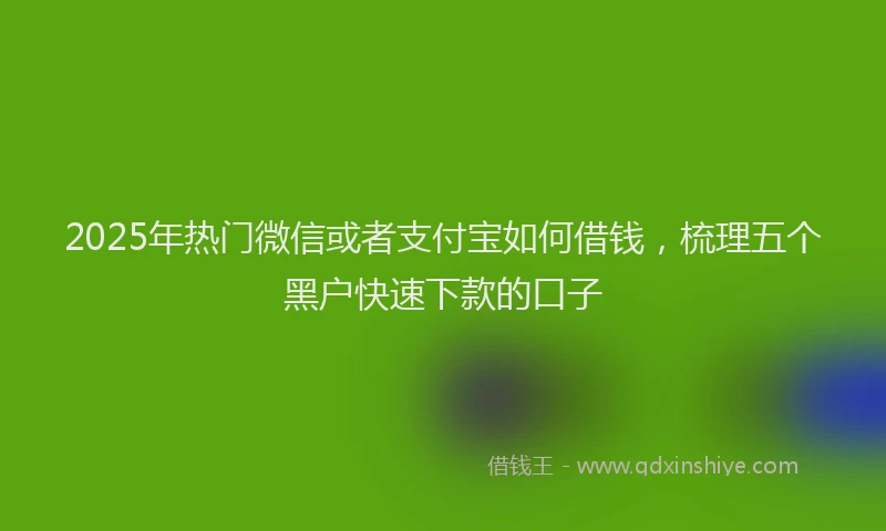 2025年热门微信或者支付宝如何借钱，梳理五个黑户快速下款的口子
