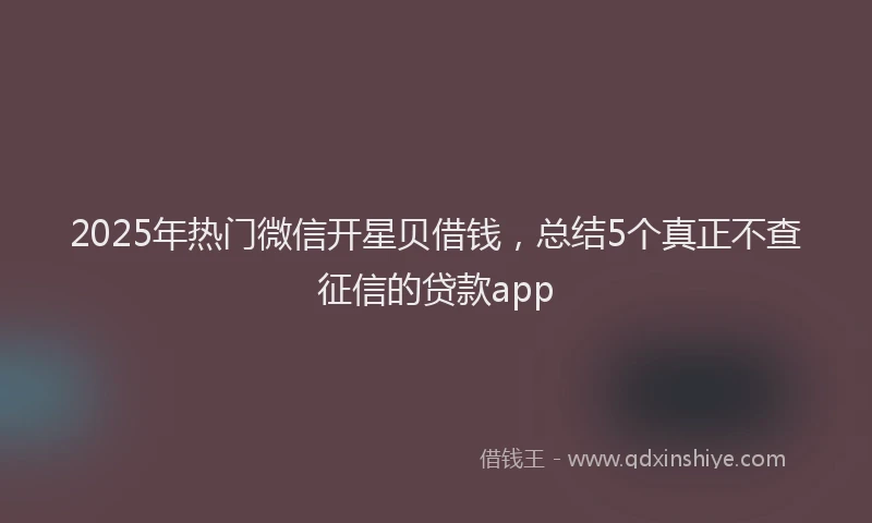 2025年热门微信开星贝借钱，总结5个真正不查征信的贷款app