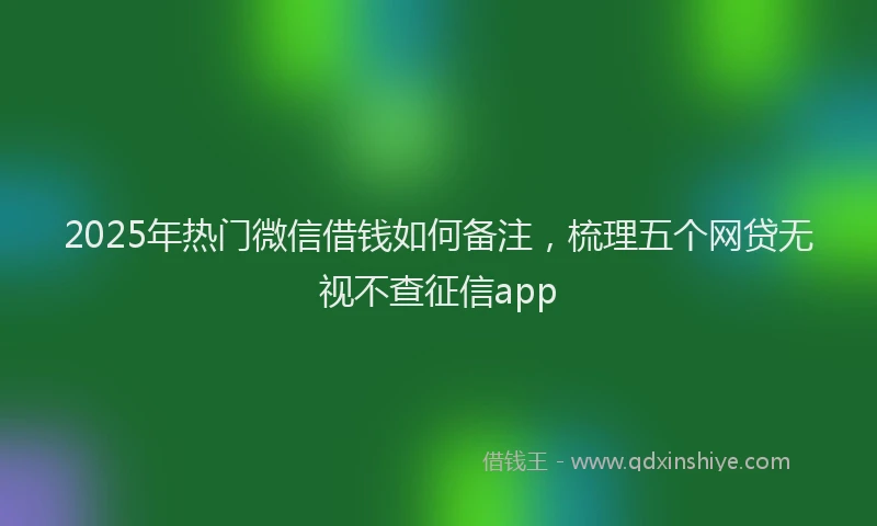 2025年热门微信借钱如何备注，梳理五个网贷无视不查征信app