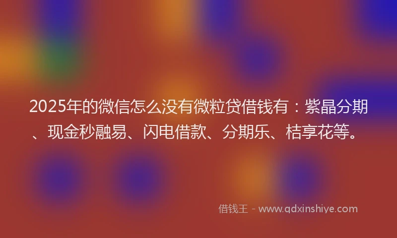 2025年的微信怎么没有微粒贷借钱有：紫晶分期、现金秒融易、闪电借款、分期乐、桔享花等。