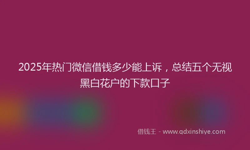 2025年热门微信借钱多少能上诉，总结五个无视黑白花户的下款口子