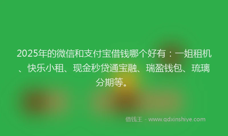 2025年的微信和支付宝借钱哪个好有：一姐租机、快乐小租、现金秒贷通宝融、瑞盈钱包、琉璃分期等。