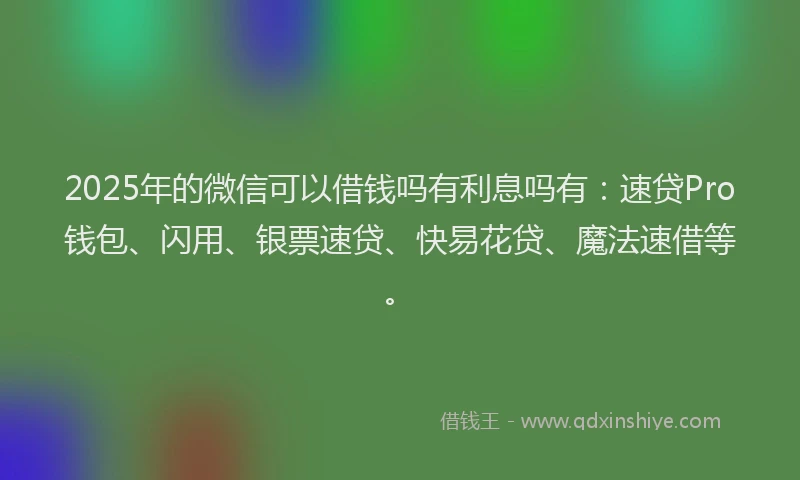 2025年的微信可以借钱吗有利息吗有：速贷Pro钱包、闪用、银票速贷、快易花贷、魔法速借等。