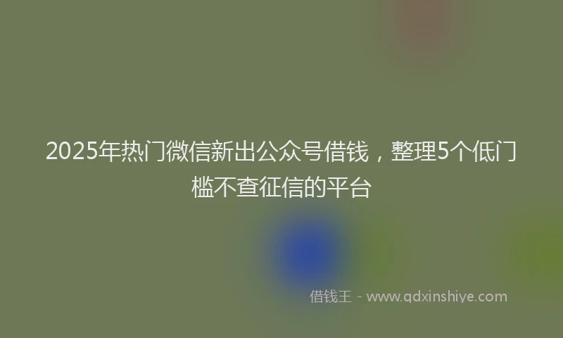 2025年热门微信新出公众号借钱，整理5个低门槛不查征信的平台
