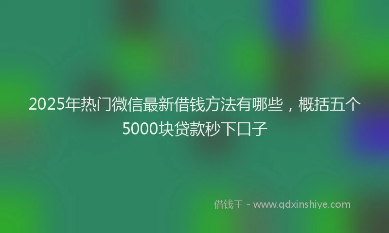 2025年热门微信最新借钱方法有哪些，概括五个5000块贷款秒下口子