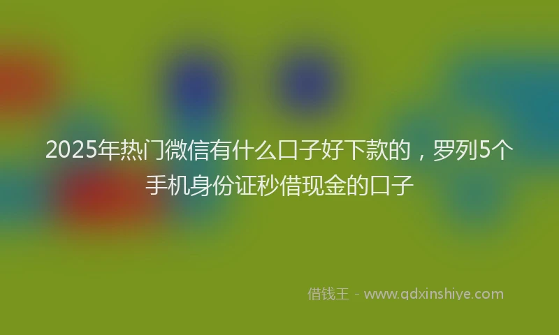 2025年热门微信有什么口子好下款的，罗列5个手机身份证秒借现金的口子
