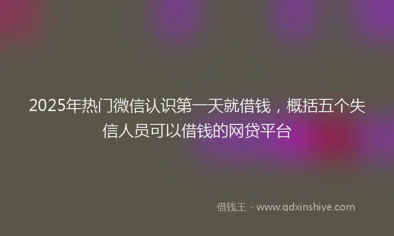 2025年热门微信认识第一天就借钱，概括五个失信人员可以借钱的网贷平台