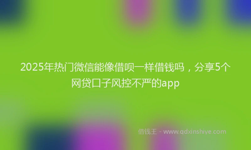 2025年热门微信能像借呗一样借钱吗，分享5个网贷口子风控不严的app