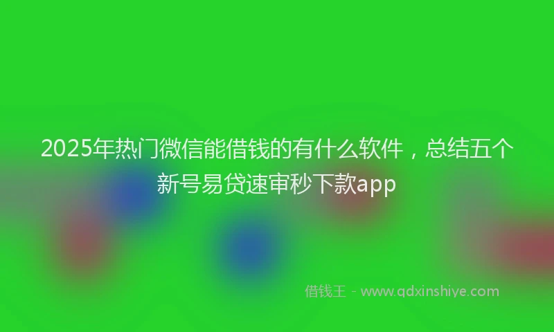 2025年热门微信能借钱的有什么软件，总结五个新号易贷速审秒下款app