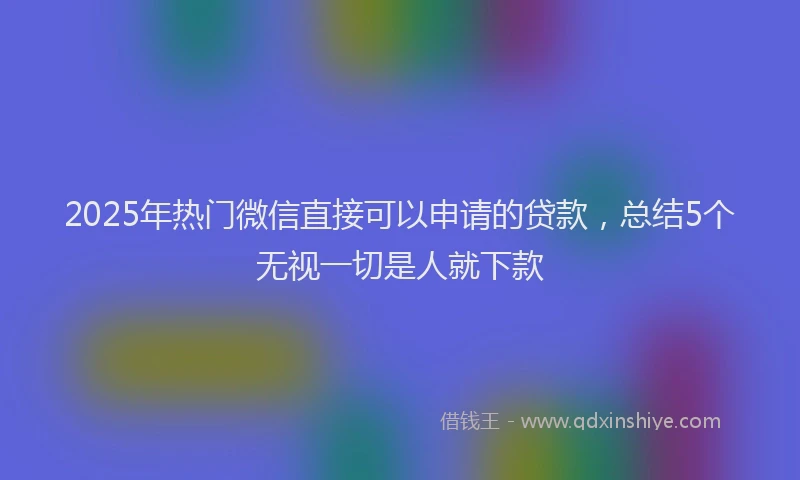 2025年热门微信直接可以申请的贷款，总结5个无视一切是人就下款