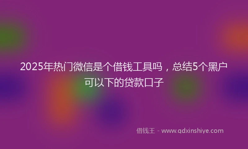 2025年热门微信是个借钱工具吗，总结5个黑户可以下的贷款口子