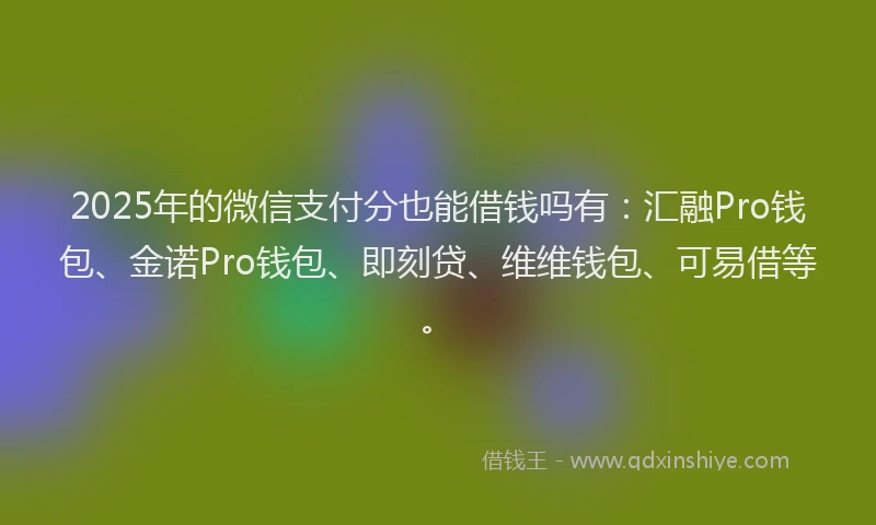 2025年的微信支付分也能借钱吗有：汇融Pro钱包、金诺Pro钱包、即刻贷、维维钱包、可易借等。