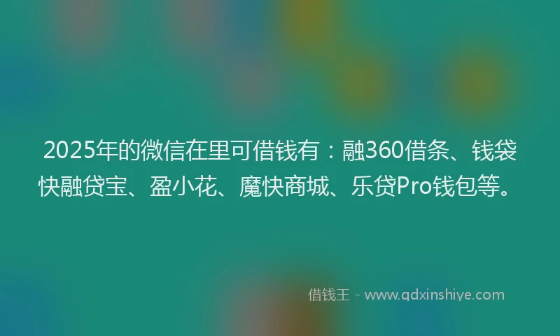 2025年的微信在里可借钱有：融360借条、钱袋快融贷宝、盈小花、魔快商城、乐贷Pro钱包等。