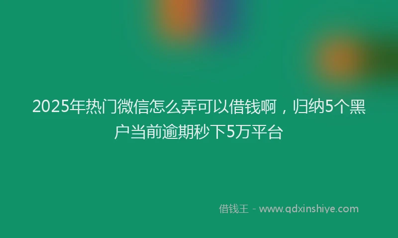 2025年热门微信怎么弄可以借钱啊，归纳5个黑户当前逾期秒下5万平台