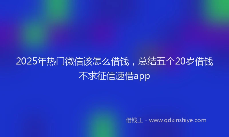 2025年热门微信该怎么借钱，总结五个20岁借钱不求征信速借app