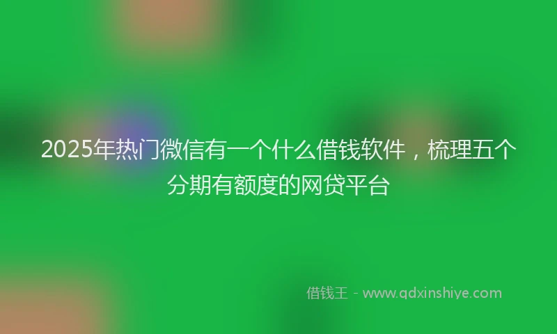 2025年热门微信有一个什么借钱软件，梳理五个分期有额度的网贷平台