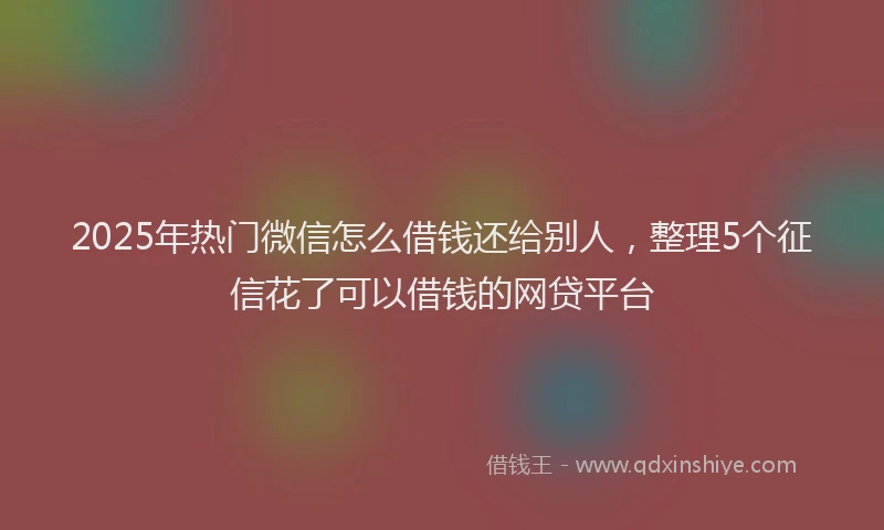 2025年热门微信怎么借钱还给别人，整理5个征信花了可以借钱的网贷平台