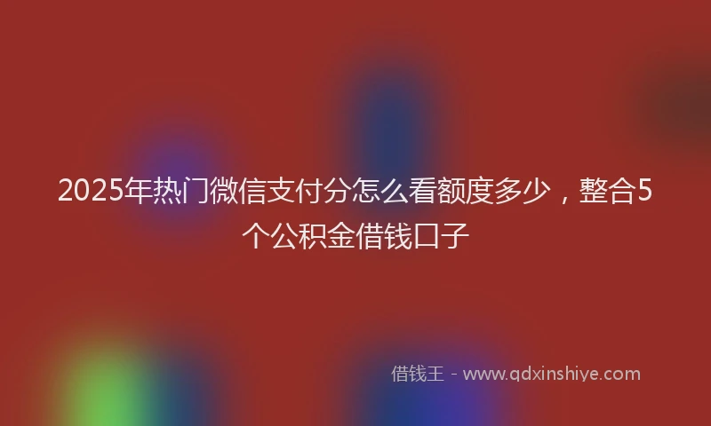 2025年热门微信支付分怎么看额度多少，整合5个公积金借钱口子