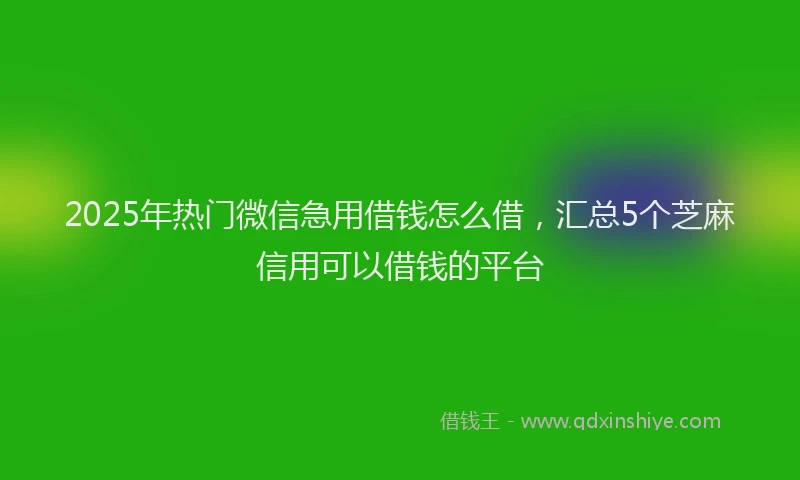 2025年热门微信急用借钱怎么借，汇总5个芝麻信用可以借钱的平台
