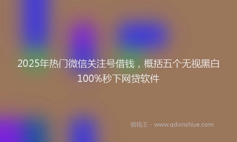2025年热门微信关注号借钱，概括五个无视黑白100%秒下网贷软件
