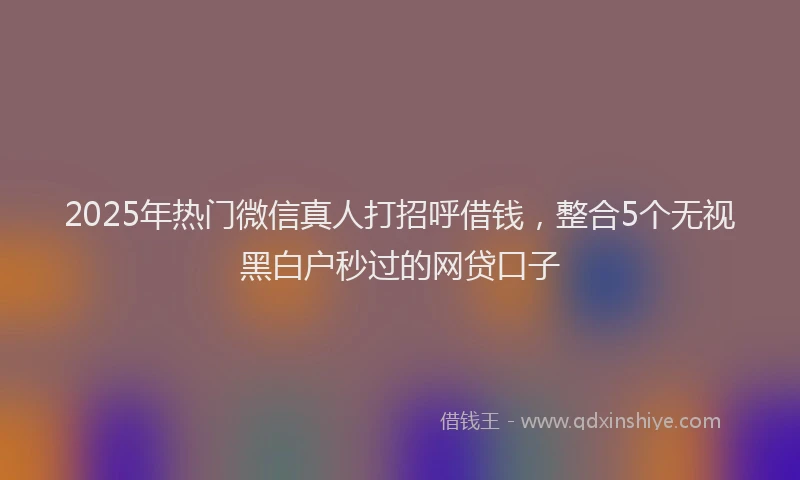 2025年热门微信真人打招呼借钱，整合5个无视黑白户秒过的网贷口子