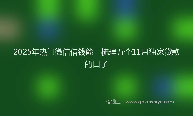 2025年热门微信借钱能，梳理五个11月独家贷款的口子