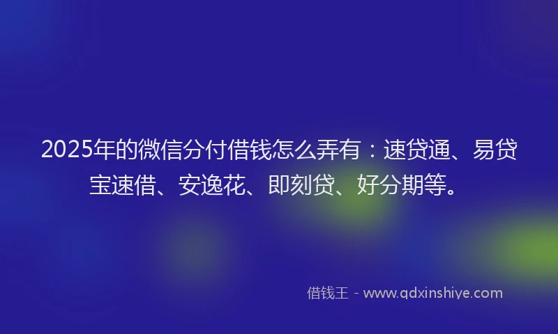 2025年的微信分付借钱怎么弄有：速贷通、易贷宝速借、安逸花、即刻贷、好分期等。