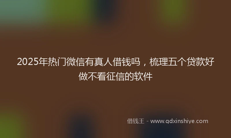 2025年热门微信有真人借钱吗，梳理五个贷款好做不看征信的软件