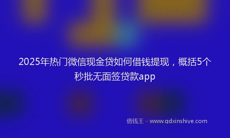 2025年热门微信现金贷如何借钱提现，概括5个秒批无面签贷款app