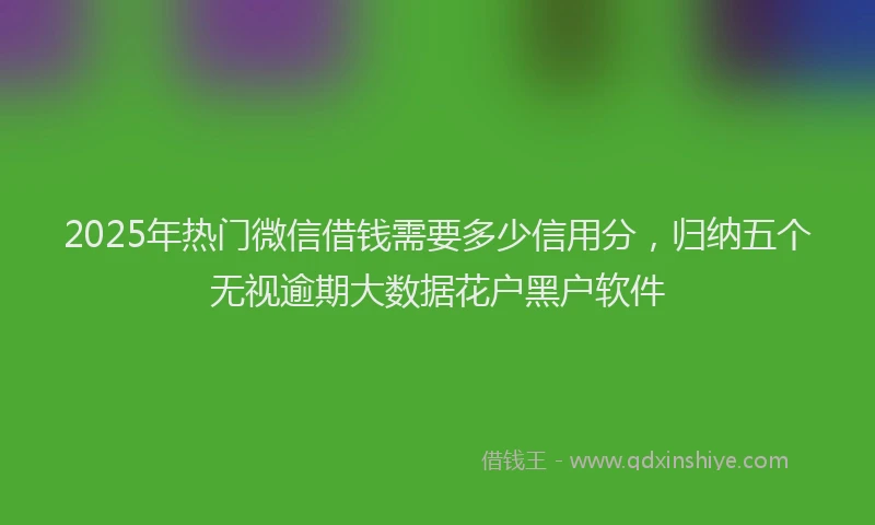 2025年热门微信借钱需要多少信用分，归纳五个无视逾期大数据花户黑户软件