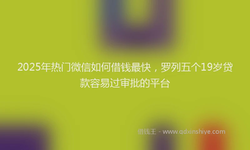 2025年热门微信如何借钱最快，罗列五个19岁贷款容易过审批的平台