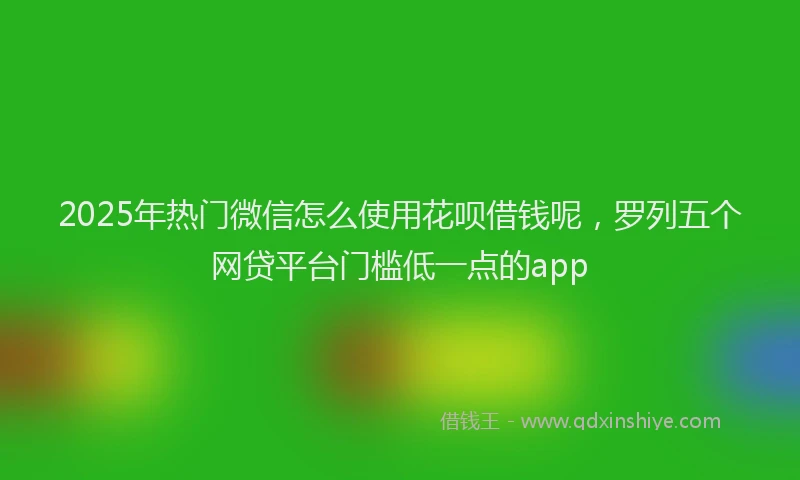 2025年热门微信怎么使用花呗借钱呢，罗列五个网贷平台门槛低一点的app