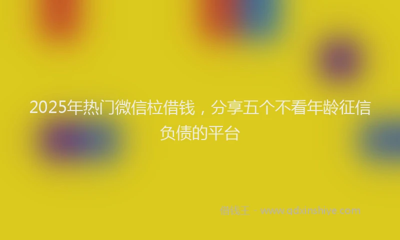 2025年热门微信柆借钱，分享五个不看年龄征信负债的平台
