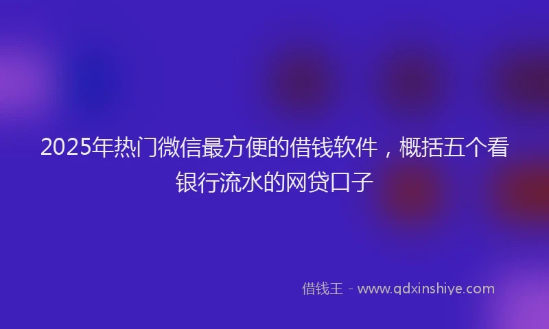 2025年热门微信最方便的借钱软件，概括五个看银行流水的网贷口子