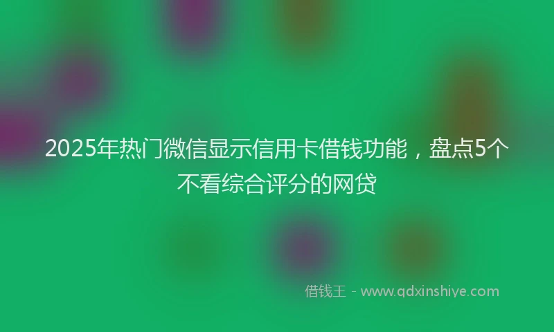 2025年热门微信显示信用卡借钱功能，盘点5个不看综合评分的网贷